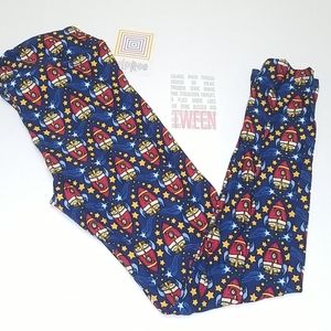 Lularoe Blue Space Ship Leggings Tween